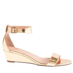 J Crew Gold Lillian Mini Wedge Sandals 6